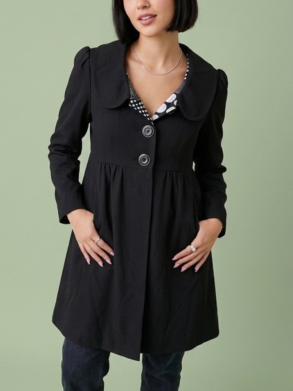 myMichelle Y2K Black Mod Peacoat Polka Dot Lining 5/6
